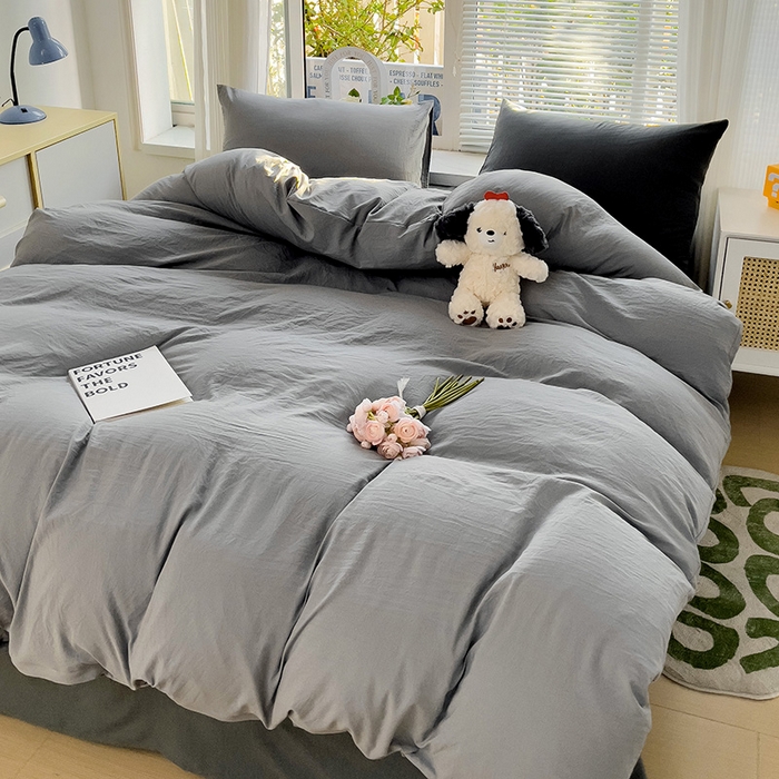 91家纺网 家纺一手货源 找家纺 森璐家纺 2024新款1水洗棉被套纯色被套单被套素色被套 混搭-浅灰深灰