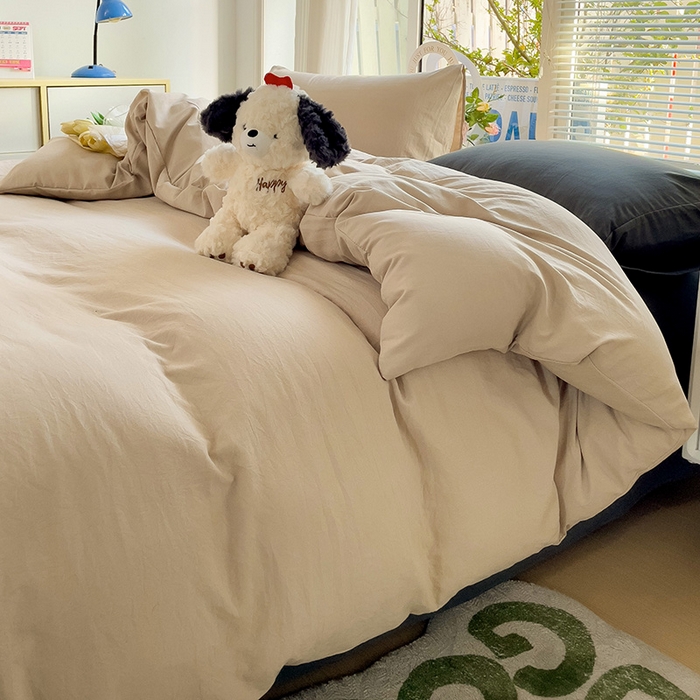 91家纺网 家纺一手货源 找家纺 森璐家纺 2024新款1水洗棉被套纯色被套单被套素色被套 混搭-浅驼深灰