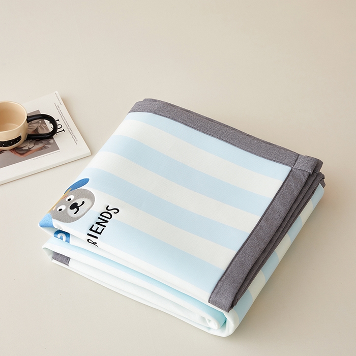 91家纺网 家纺一手货源 找家纺 怡家居 2024新款A类PE凉感提花加刺绣凉席三件套 米兰条纹狗