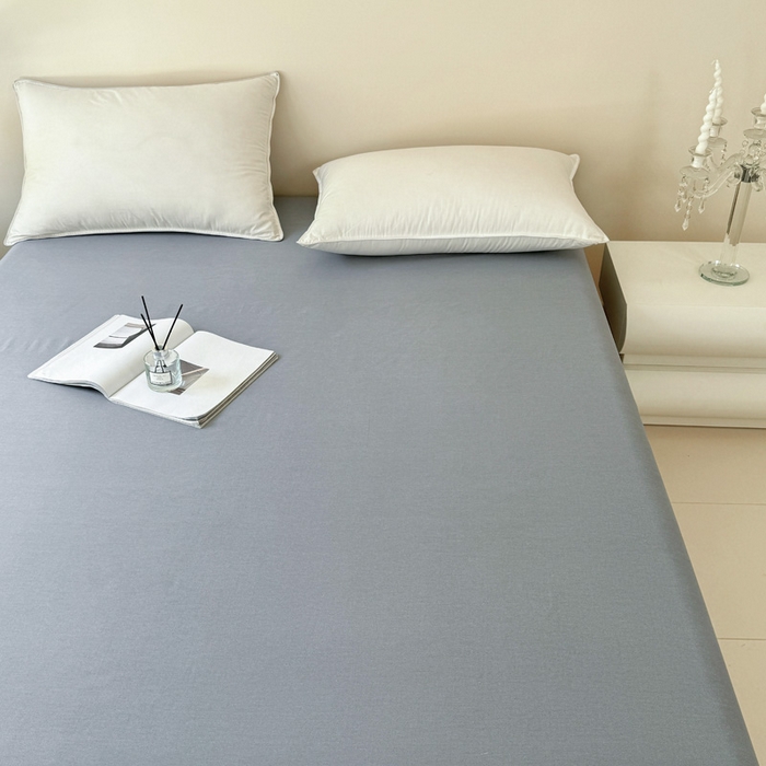 91家纺网 家纺一手货源 找家纺 艾迪尚家纺 2025新款纯色生态磨毛绣花单床笠 幸福树-浅灰