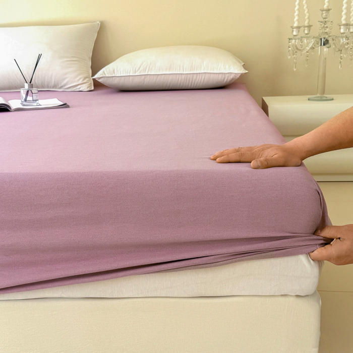 91家纺网 家纺一手货源 找家纺 艾迪尚家纺 2025新款纯色生态磨毛绣花单床笠 麋鹿-豆沙