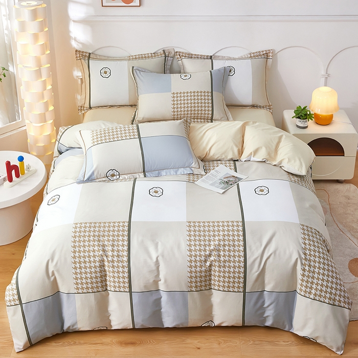 91家纺网 家纺一手货源 找家纺 雲归梦 2024新款全棉活性13372印花四件套 清筱 咖