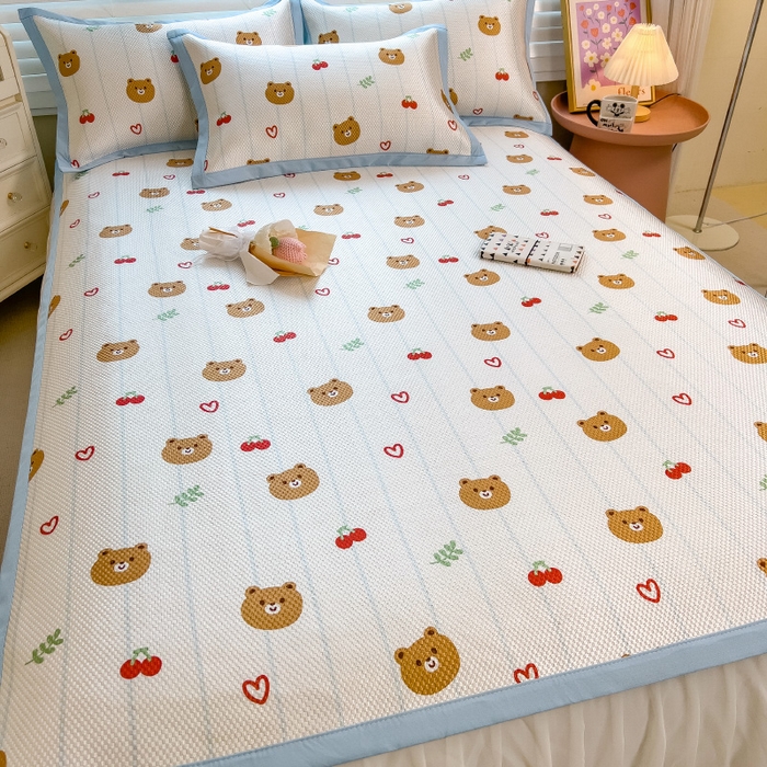 91家纺网 家纺一手货源 找家纺 布卢姆床垫 新款A类数码印花冰藤席夏凉席--床席款 樱桃熊