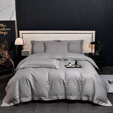 91家纺网 家纺一手货源 找家纺 小时代家纺 2024新款加密全棉轻奢床盖四件套 爱尚-雅灰