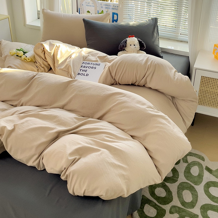 91家纺网 家纺一手货源 找家纺 森璐家纺 2024新款1水洗棉被套纯色被套单被套素色被套 混搭-浅驼深灰