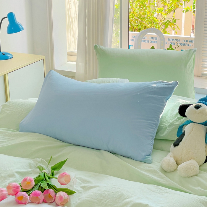 91家纺网 家纺一手货源 找家纺 森璐家纺 2024新款1水洗棉被套纯色被套单被套素色被套 混搭-藻绿浅蓝
