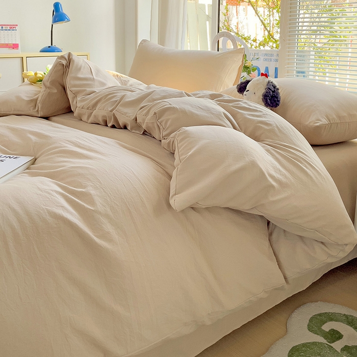 91家纺网 家纺一手货源 找家纺 森璐家纺 2024新款1水洗棉被套纯色被套单被套素色被套 浅驼色