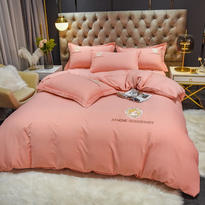 91家纺网 家纺一手货源 找家纺 艾迪尚家纺 2025新款纯色生态磨毛绣花单被套 艾薇儿-玉色