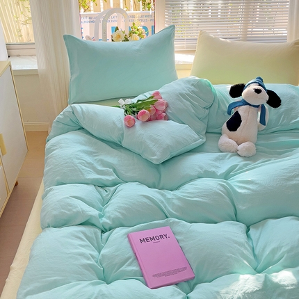 91家纺网 家纺一手货源 找家纺 森璐家纺 2024新款A类ins风水洗棉四件套纯色四件套混搭素色四件套