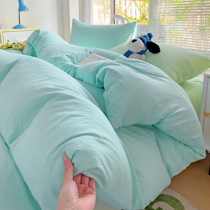 森璐家纺 2024新款1水洗棉被套纯色被套单被套素色被套 混搭-水绿藻绿