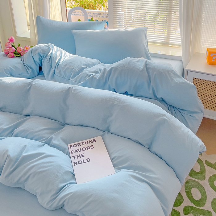 91家纺网 家纺一手货源 找家纺 森璐家纺 2024新款1水洗棉被套纯色被套单被套素色被套 浅蓝色