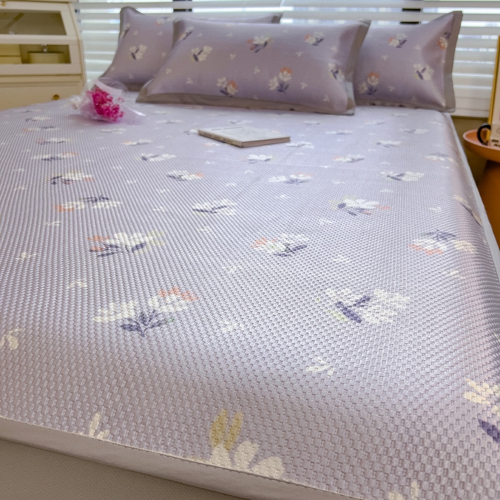 91家纺网 家纺一手货源 找家纺 布卢姆床垫 新款A类数码印花冰藤席夏凉席--床笠款 紫蔷薇