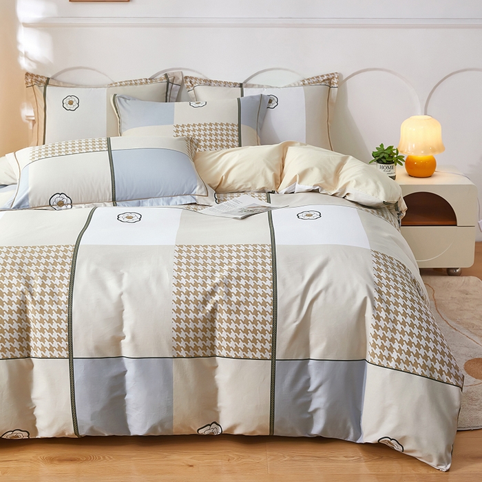 91家纺网 家纺一手货源 找家纺 雲归梦 2024新款全棉活性13372印花四件套 清筱 咖