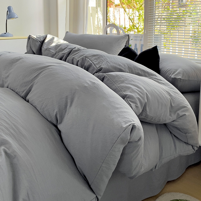 91家纺网 家纺一手货源 找家纺 森璐家纺 2024新款1水洗棉被套纯色被套单被套素色被套 浅灰色