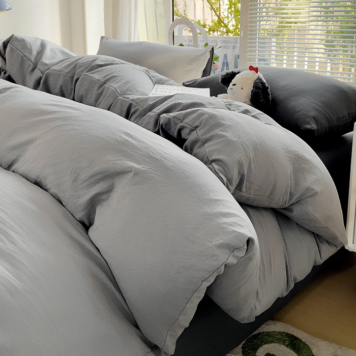 91家纺网 家纺一手货源 找家纺 森璐家纺 2024新款1水洗棉被套纯色被套单被套素色被套 混搭-浅灰深灰