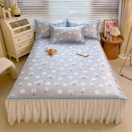 布卢姆床垫 新款A类数码印花冰藤席夏凉席--床席款 白云花