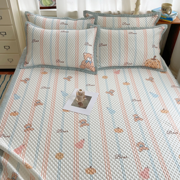 91家纺网 家纺一手货源 找家纺 顾里家纺 2024 新款凉豆豆印花席 小熊南瓜