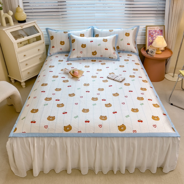 91家纺网 家纺一手货源 找家纺 布卢姆床垫 新款A类数码印花冰藤席夏凉席--床席款 樱桃熊