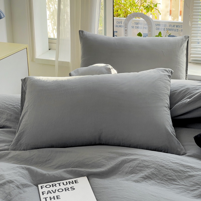 91家纺网 家纺一手货源 找家纺 森璐家纺 2024新款1水洗棉被套纯色被套单被套素色被套 浅灰色