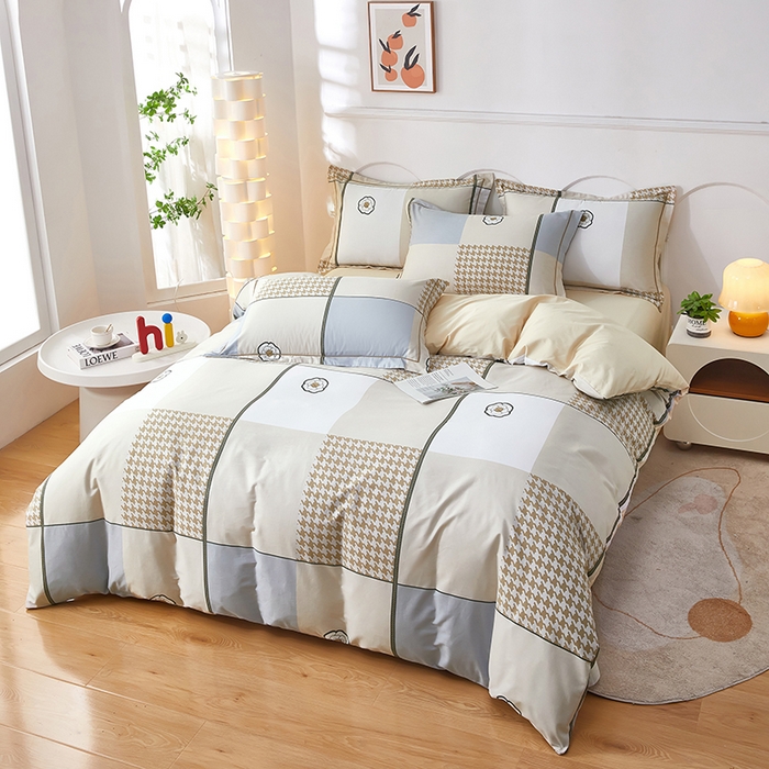 91家纺网 家纺一手货源 找家纺 雲归梦 2024新款全棉活性13372印花四件套 清筱 咖