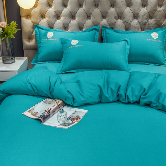 91家纺网 家纺一手货源 找家纺 艾迪尚家纺 2025新款纯色生态磨毛绣花四件套 艾薇儿-复古兰