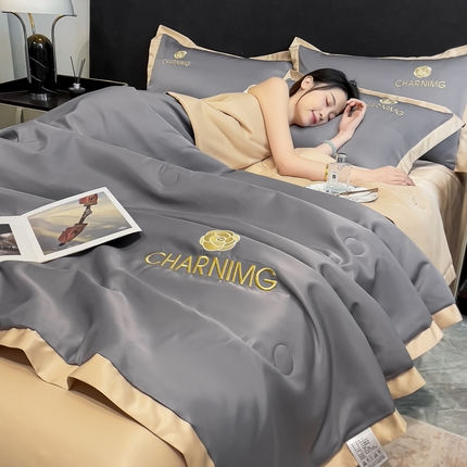 91家纺网 家纺一手货源 找家纺 （总）江暮云家纺 2025新款A类水洗真丝刺绣夏被四件套-百丽儿