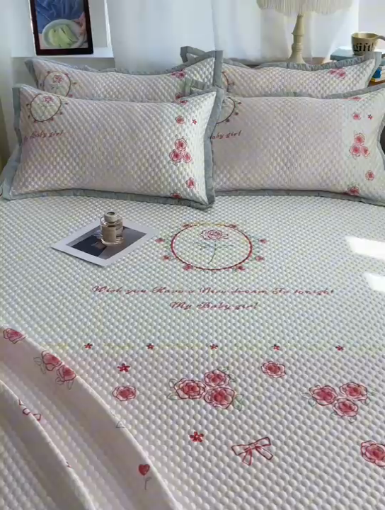 91家纺网 家纺一手货源 找家纺 顾里家纺 2024 新款凉豆豆印花席 情人玫瑰