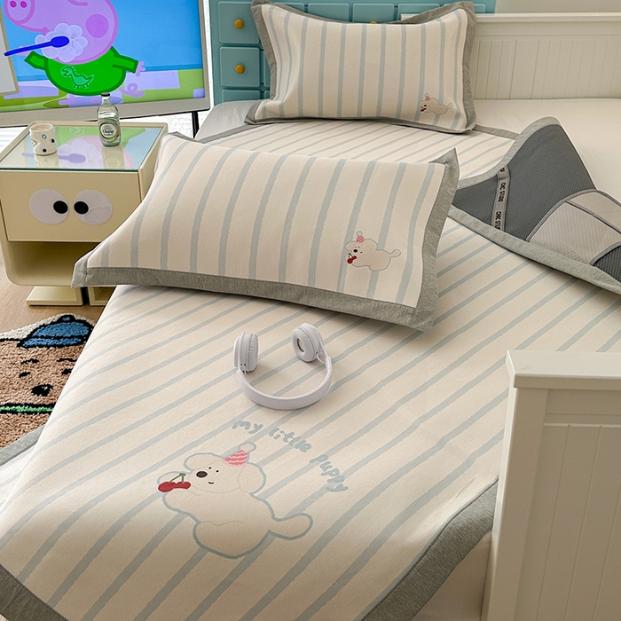 91家纺网 家纺一手货源 找家纺 昔可家纺 2024新款大版数码印花养生冰藤席 缤纷曲奇