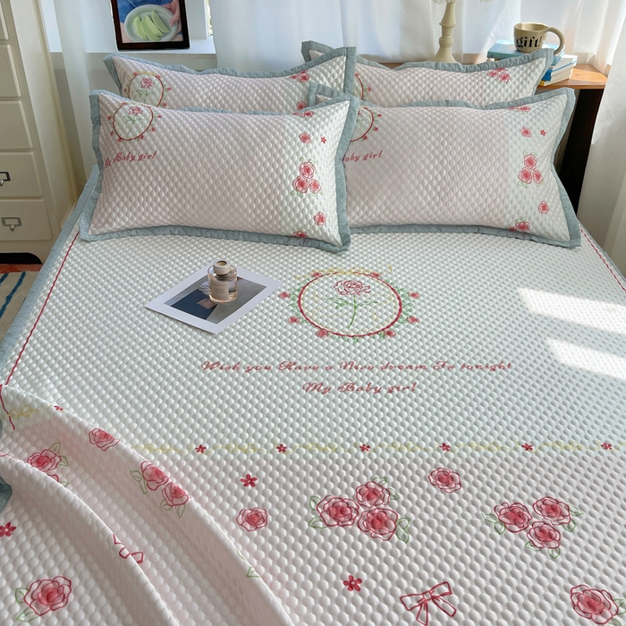 91家纺网 家纺一手货源 找家纺 顾里家纺 2024 新款凉豆豆印花席 情人玫瑰