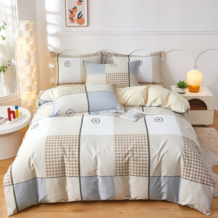 91家纺网 家纺一手货源 找家纺 雲归梦 2024新款全棉活性13372印花四件套 清筱 咖