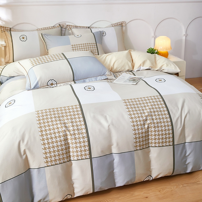 91家纺网 家纺一手货源 找家纺 雲归梦 2024新款全棉活性13372印花四件套 清筱 咖