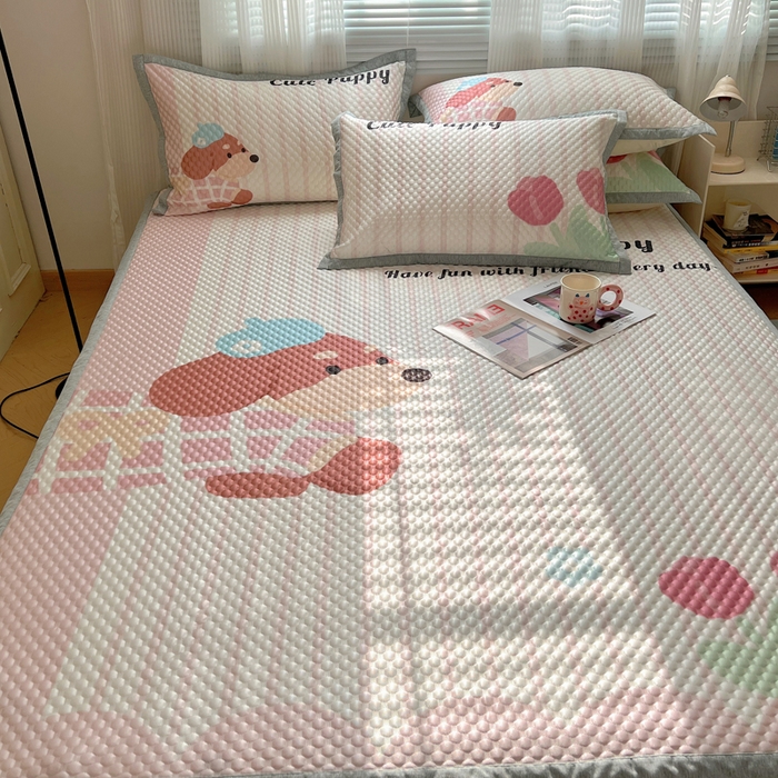 91家纺网 家纺一手货源 找家纺 顾里家纺 2024 新款凉豆豆印花席 郁金香狗