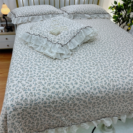 91家纺网 家纺一手货源 找家纺 （总）暖居 2024新款韩系大花边夏被砂洗棉花床盖四件套可机洗+同款纯棉被套
