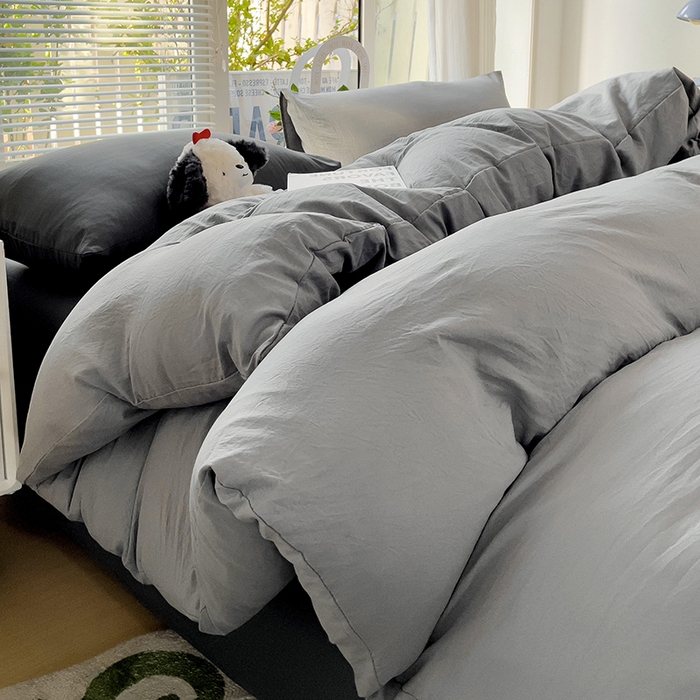 91家纺网 家纺一手货源 找家纺 森璐家纺 2024新款1水洗棉被套纯色被套单被套素色被套 混搭-浅灰深灰
