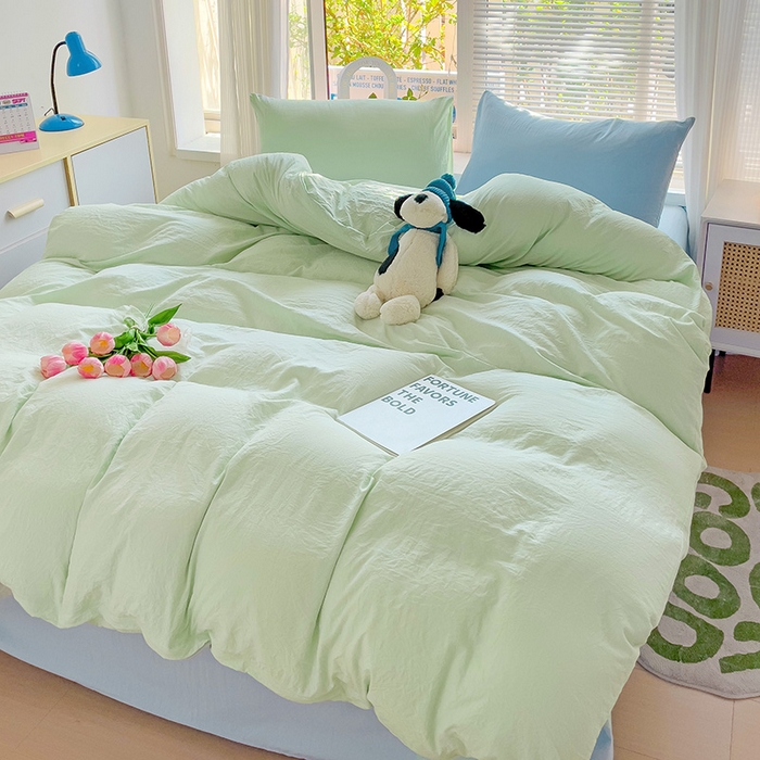 91家纺网 家纺一手货源 找家纺 森璐家纺 2024新款1水洗棉被套纯色被套单被套素色被套 混搭-藻绿浅蓝