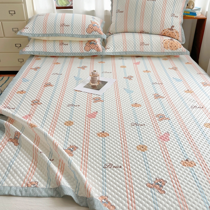 91家纺网 家纺一手货源 找家纺 顾里家纺 2024 新款凉豆豆印花席 小熊南瓜