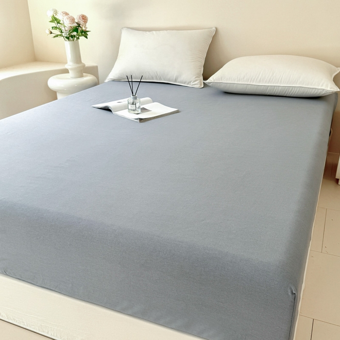 91家纺网 家纺一手货源 找家纺 艾迪尚家纺 2025新款纯色生态磨毛绣花单床笠 麋鹿-高级灰