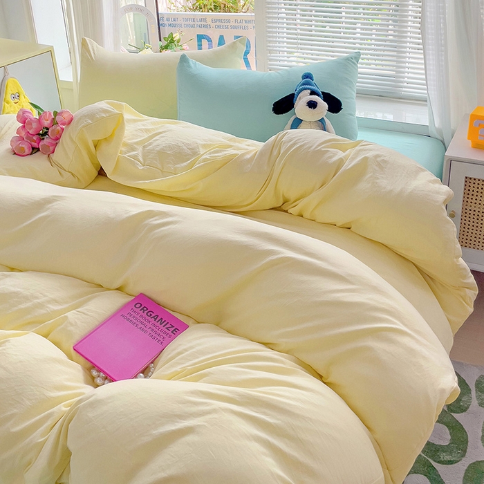 91家纺网 家纺一手货源 找家纺 森璐家纺 2024新款1水洗棉被套纯色被套单被套素色被套 混搭-黄水绿