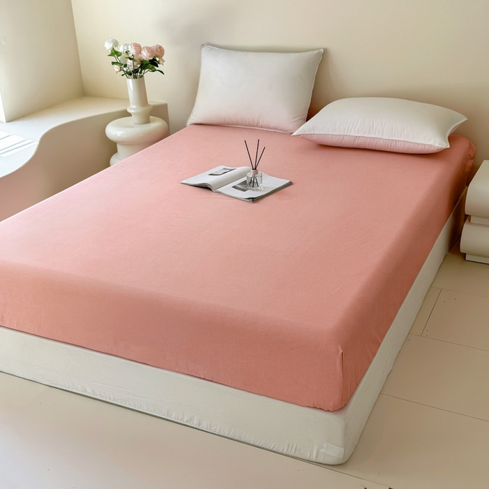 91家纺网 家纺一手货源 找家纺 艾迪尚家纺 2025新款纯色生态磨毛绣花单床笠 艾薇儿-玉色