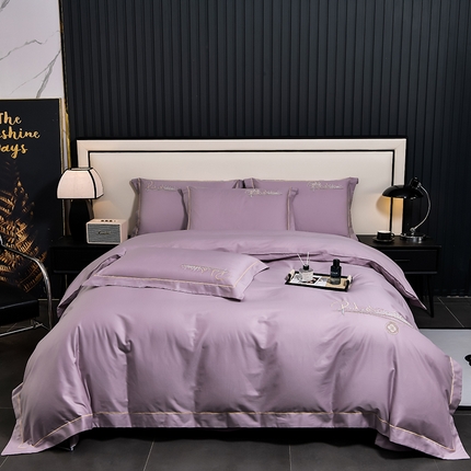 91家纺网 家纺一手货源 找家纺 小时代家纺 2024新款加密全棉轻奢床盖四件套 爱尚-紫色