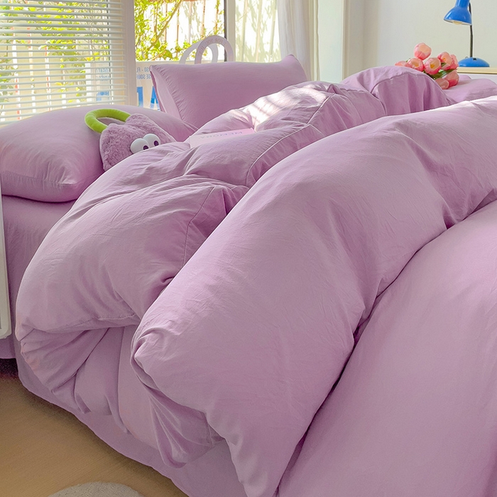 91家纺网 家纺一手货源 找家纺 森璐家纺 2024新款1水洗棉被套纯色被套单被套素色被套 紫色