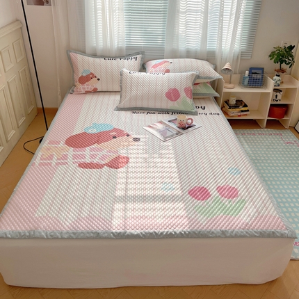 顾里家纺 2024 新款凉豆豆印花席 郁金香狗