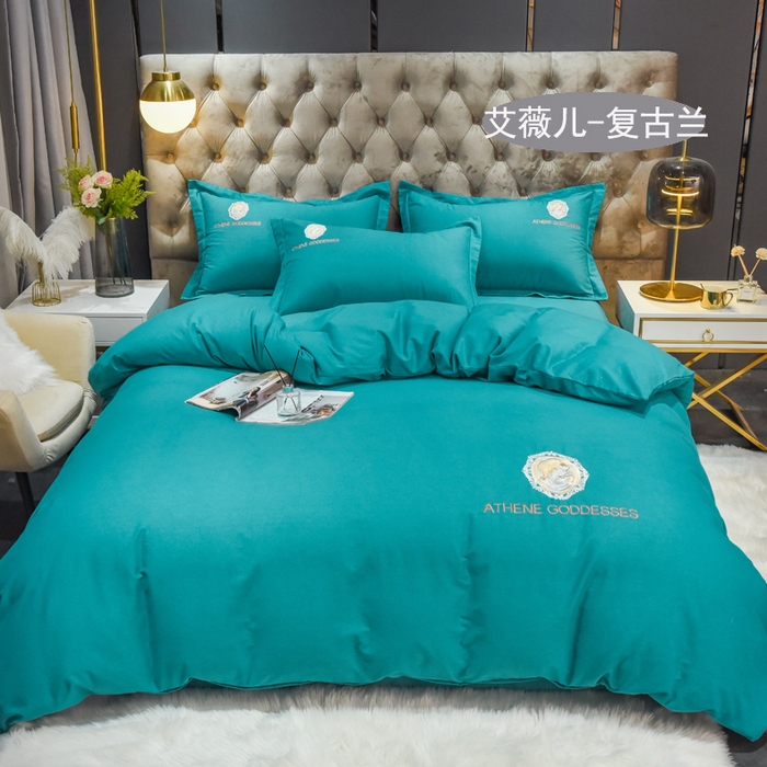 91家纺网 家纺一手货源 找家纺 艾迪尚家纺 2025新款纯色生态磨毛绣花单被套 艾薇儿-复古兰