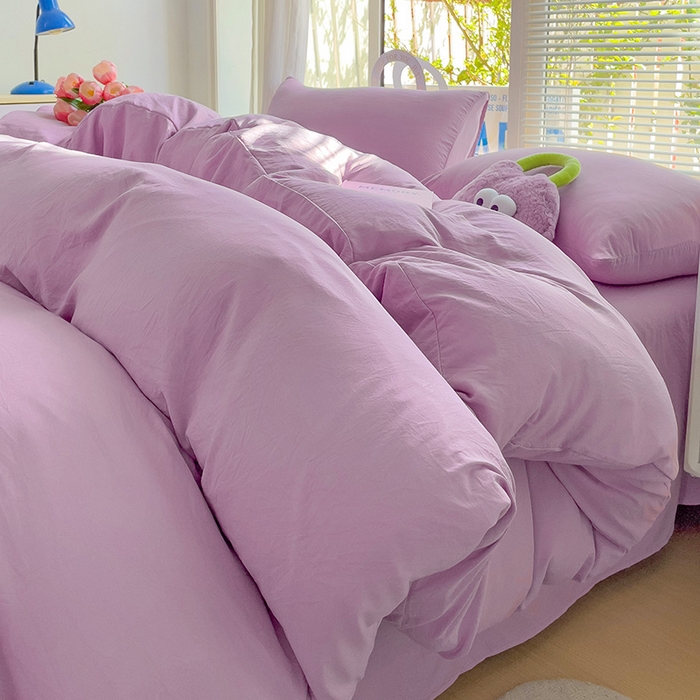 91家纺网 家纺一手货源 找家纺 森璐家纺 2024新款1水洗棉被套纯色被套单被套素色被套 紫色