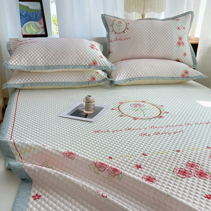 91家纺网 家纺一手货源 找家纺 顾里家纺 2024 新款凉豆豆印花席 情人玫瑰