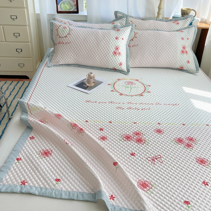 91家纺网 家纺一手货源 找家纺 顾里家纺 2024 新款凉豆豆印花席 情人玫瑰