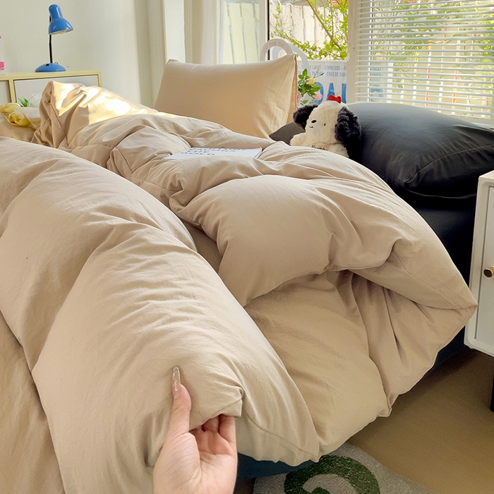 91家纺网 家纺一手货源 找家纺 森璐家纺 2024新款1水洗棉被套纯色被套单被套素色被套 混搭-浅驼深灰