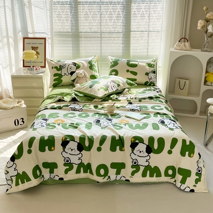 91家纺网 家纺一手货源 找家纺 沐辰家居-2024新款A类印花款全棉夏被 A类棉花被-幸运狗狗