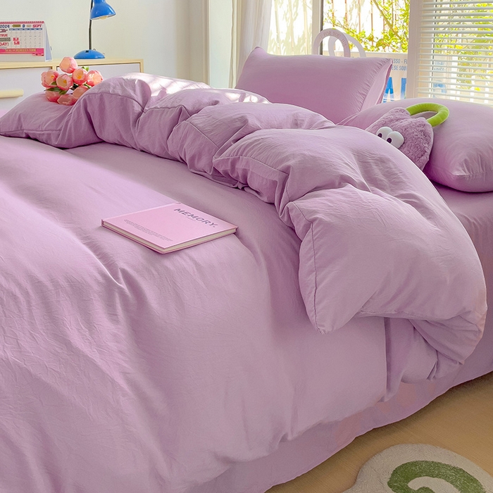 91家纺网 家纺一手货源 找家纺 森璐家纺 2024新款1水洗棉被套纯色被套单被套素色被套 紫色