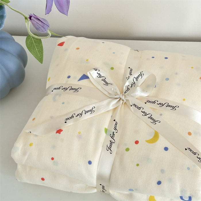 91家纺网 家纺一手货源 找家纺 曼之夏 2024新款全棉印花双层纱四件套 奶油派